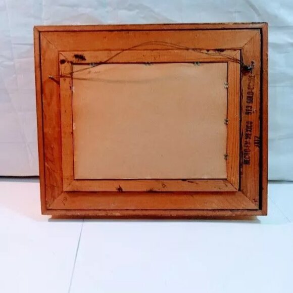 Hecho En Mexico Vintage Golden tone Wooden Picture Frame with signed Print - Picture 6 of 14